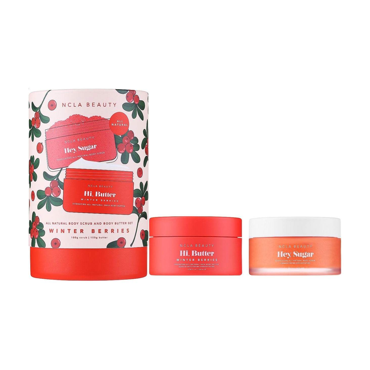 Подарунковий набір для тіла NCLA BEAUTY All Natural Body Scrub And Body Butter Set Брусниця (скраб, 100 г + батер, 100 г)