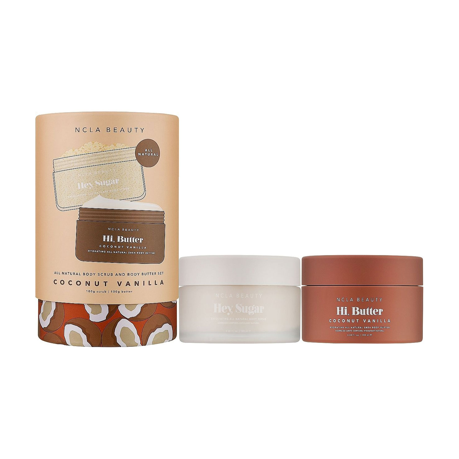 Подарунковий набір для тіла NCLA BEAUTY All Natural Body Scrub And Body Butter Set Кокос-ваніль (скраб, 100 г + батер, 100 г)